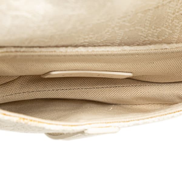 Pre-owned Dior Mini Oblique Canvas Saddle Bag White