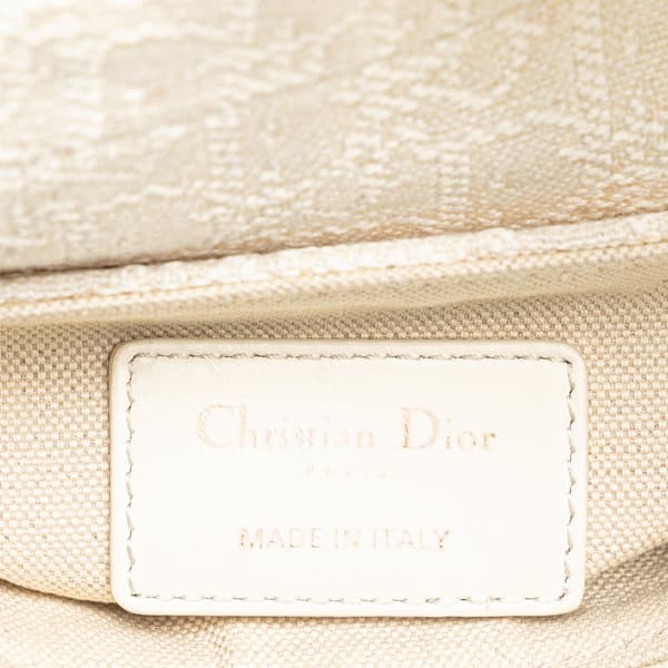 Pre-owned Dior Mini Oblique Canvas Saddle Bag White