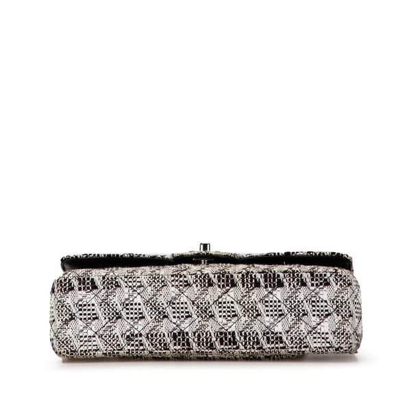 Pre-owned Chanel Medium Classic Tweed Double Flap White