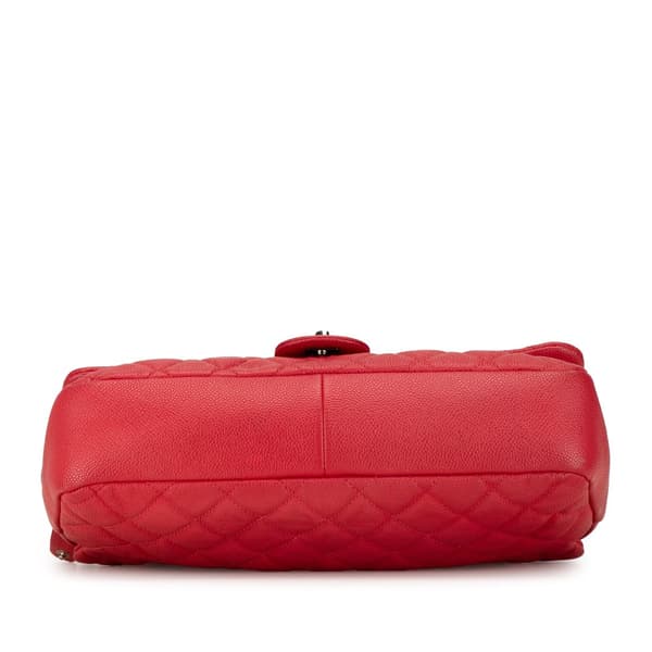 Pre-owned Chanel Jumbo Caviar Easy Flap Bag Red