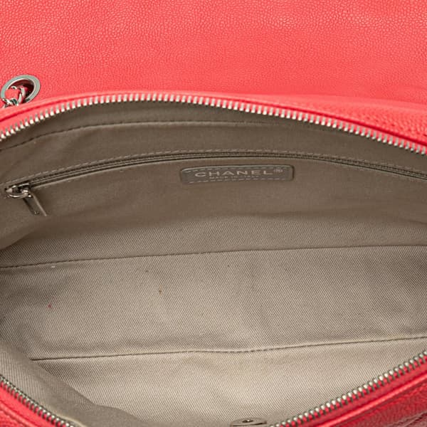 Pre-owned Chanel Jumbo Caviar Easy Flap Bag Red