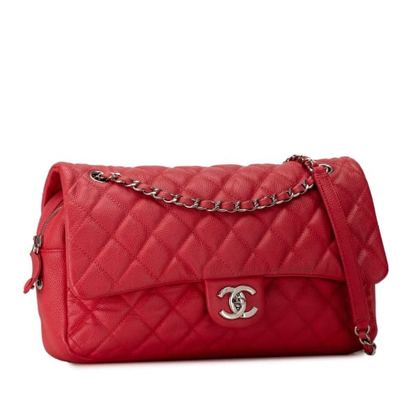 Pre-owned Chanel Jumbo Caviar Easy Flap Bag Red