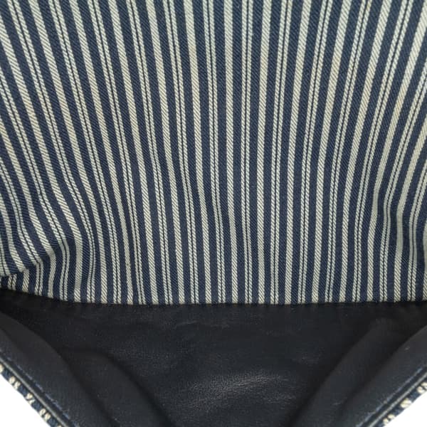 Pre-owned Chanel Medium Classic Canvas Sequin Stripes Double Flap Blue