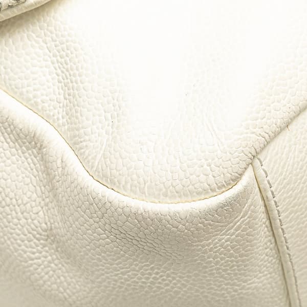Pre-owned Chanel Caviar Perforated Hollywood Accordion Flap White