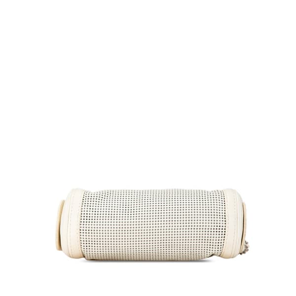 Pre-owned Chanel Caviar Perforated Pulley Shoulder Bag White