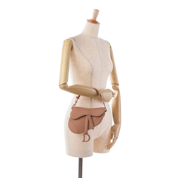 Pre-owned Dior Mini Leather Saddle Brown