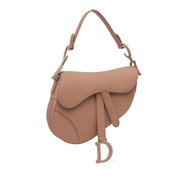 Pre-owned Dior Mini Leather Saddle Brown