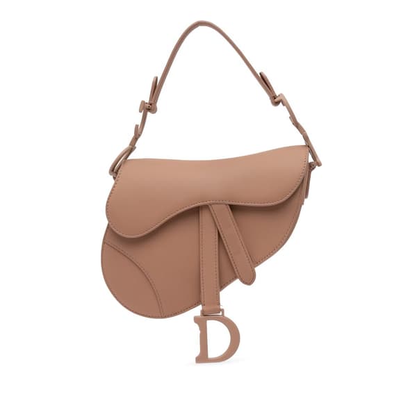 Pre-owned Dior Mini Leather Saddle Brown