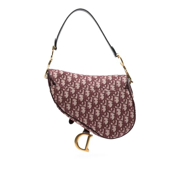 Pre-owned Dior Oblique Canvas Saddle Bag Red