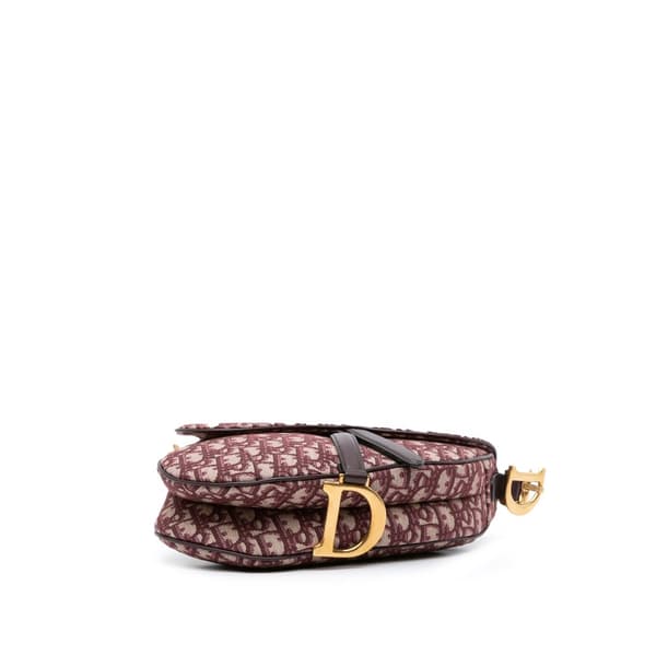 Pre-owned Dior Oblique Canvas Saddle Bag Red