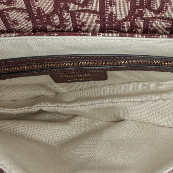 Pre-owned Dior Oblique Canvas Saddle Bag Red