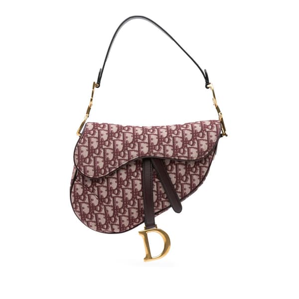 Pre-owned Dior Oblique Canvas Saddle Bag Red