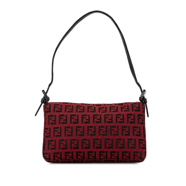 Pre-owned Fendi Mini Zucchino Canvas Baguette Red
