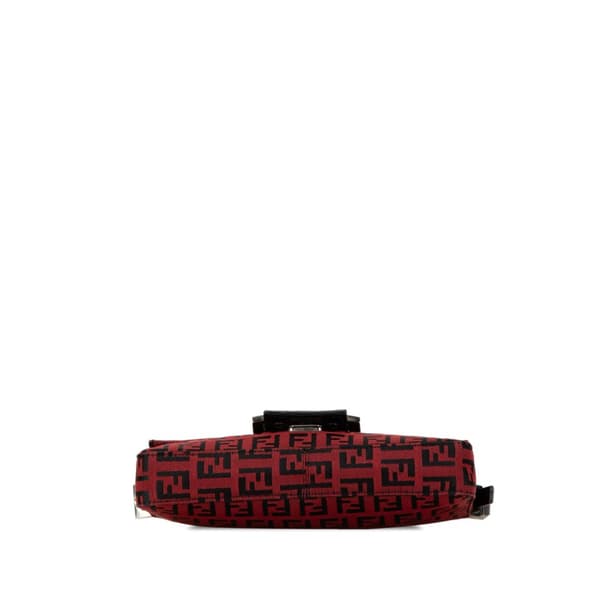 Pre-owned Fendi Mini Zucchino Canvas Baguette Red