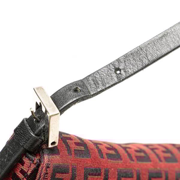 Pre-owned Fendi Mini Zucchino Canvas Baguette Red