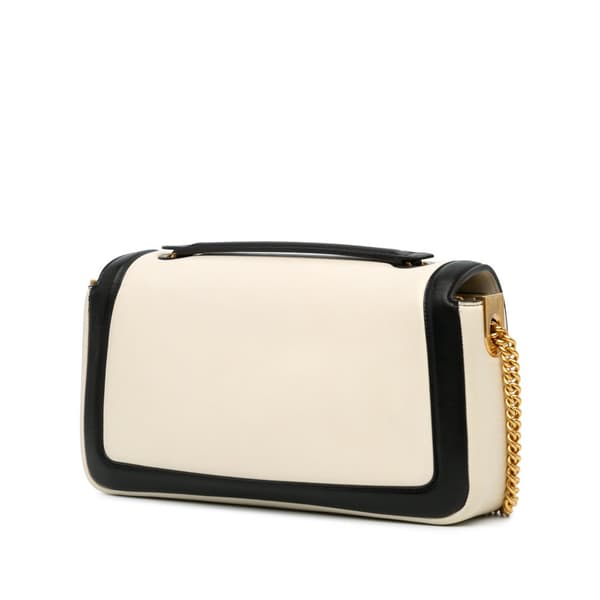 Pre-owned Fendi Bicolor Leather Chain Midi Baguette White