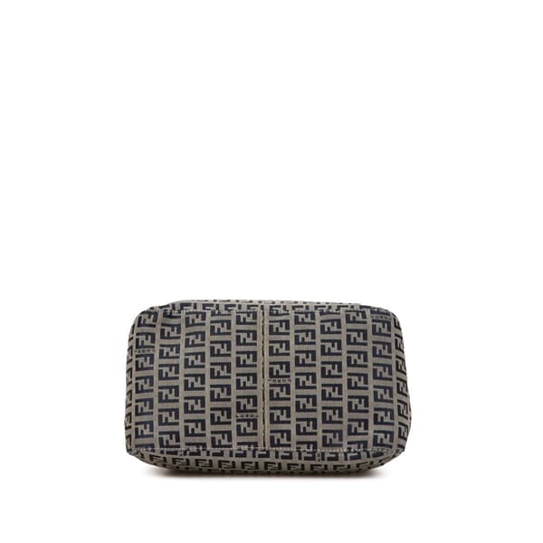 Pre-owned Fendi Zucchino Canvas Double Flap Shoulder Bag Gray