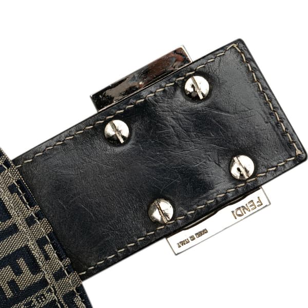 Pre-owned Fendi Zucchino Canvas Double Flap Shoulder Bag Gray