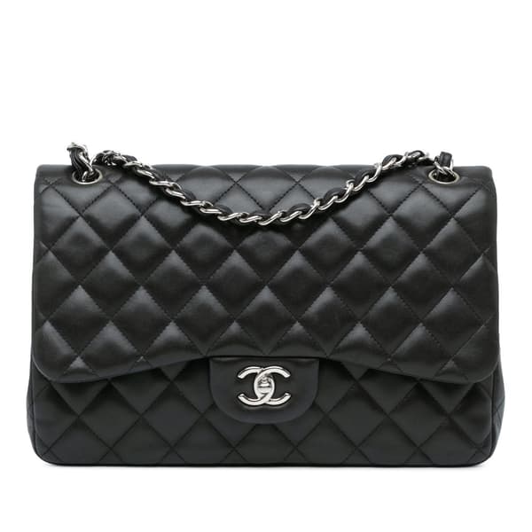 Pre-owned Chanel Jumbo Classic Lambskin Double Flap Black