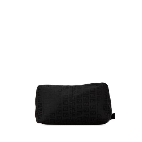Pre-owned Fendi Zucchino Canvas Double Flap Mamma Black