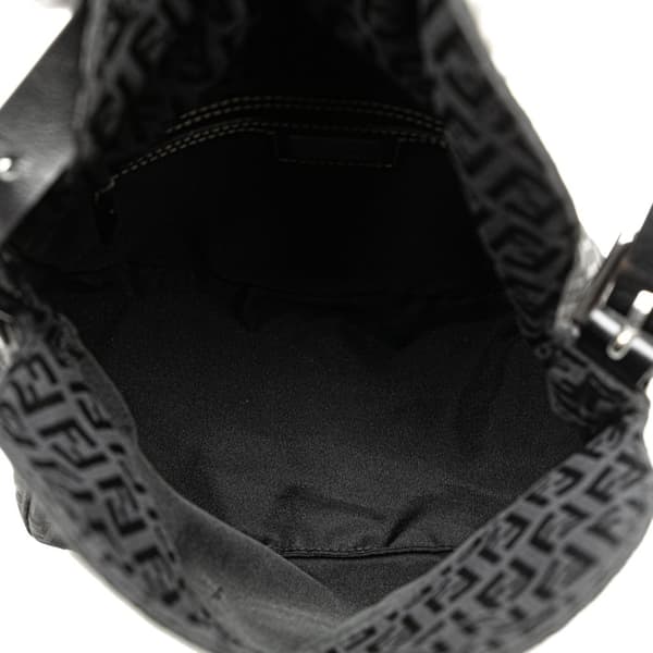 Pre-owned Fendi Zucchino Canvas Double Flap Mamma Black
