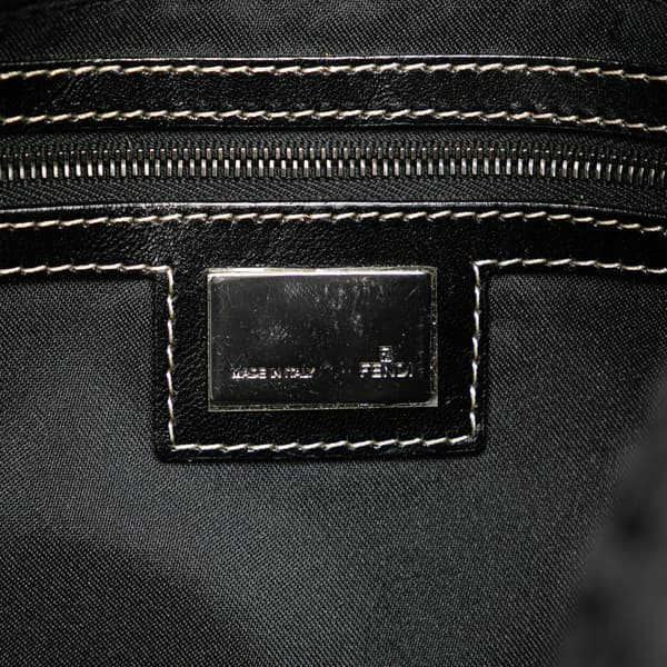 Pre-owned Fendi Zucchino Canvas Double Flap Mamma Black