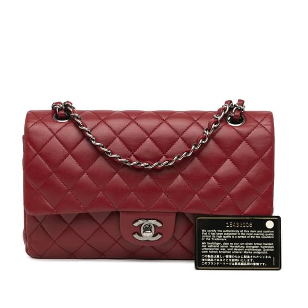 Pre-owned Chanel Medium Classic Lambskin Double Flap Red