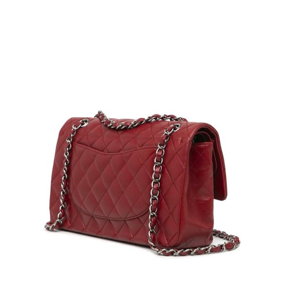 Pre-owned Chanel Medium Classic Lambskin Double Flap Red
