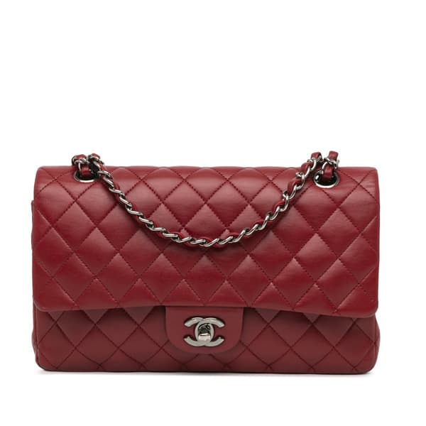 Pre-owned Chanel Medium Classic Lambskin Double Flap Red