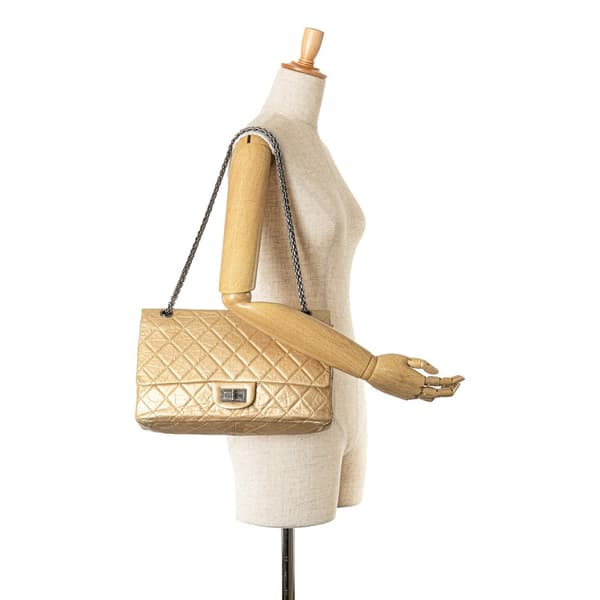 Pre-owned Chanel Reissue 2.55 Aged Calfskin Double Flap 227 Gold