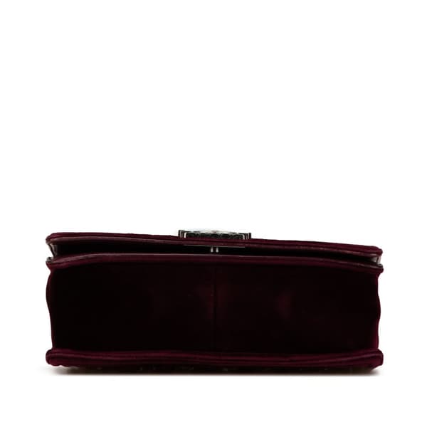 Pre-owned Chanel Old Medium Velvet and Tweed Boy Flap Red