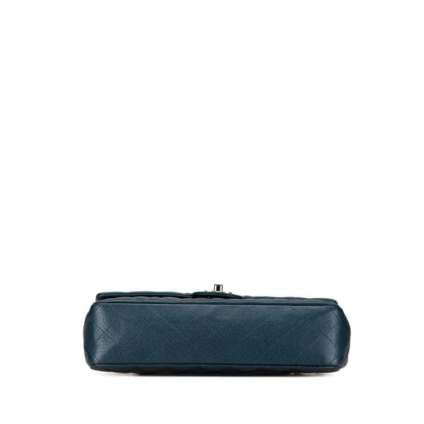 Pre-owned Chanel Medium Classic Caviar Double Flap Blue