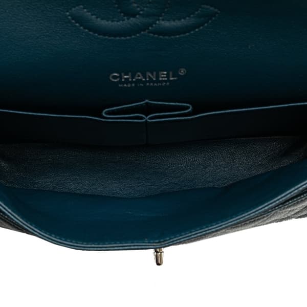 Pre-owned Chanel Medium Classic Caviar Double Flap Blue