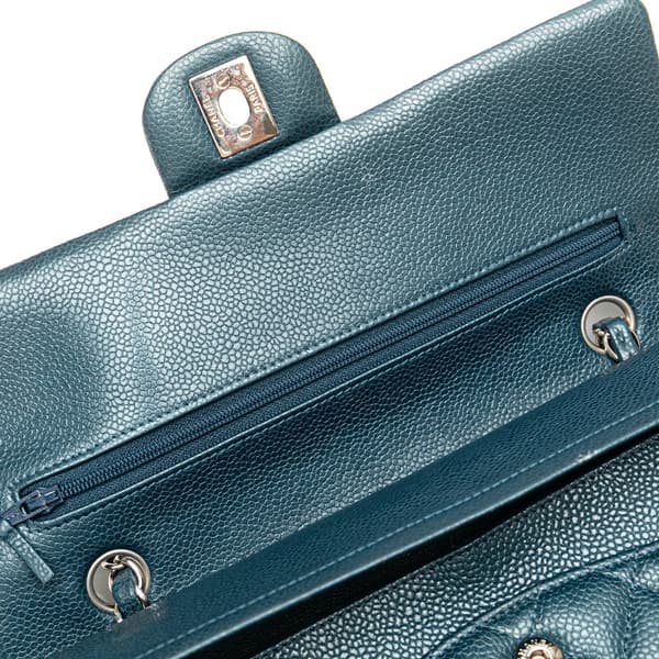 Pre-owned Chanel Medium Classic Caviar Double Flap Blue