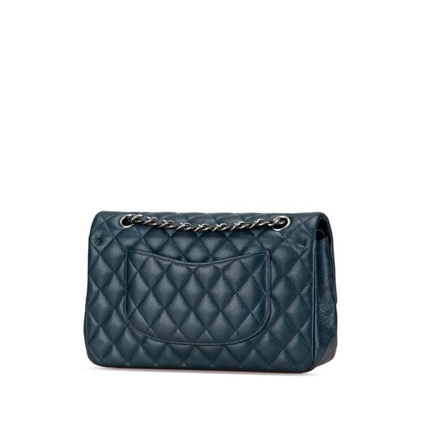 Pre-owned Chanel Medium Classic Caviar Double Flap Blue