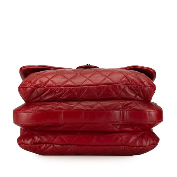 Pre-owned Chanel Maxi Lambskin 3 Accordion Flap Red