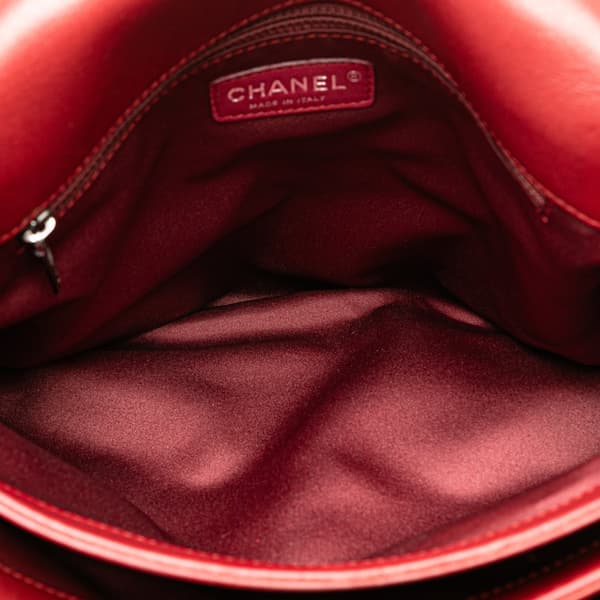 Pre-owned Chanel Maxi Lambskin 3 Accordion Flap Red