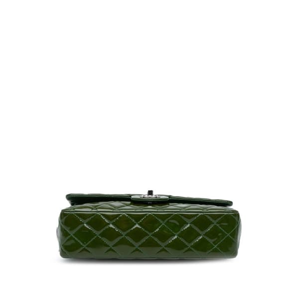 Pre-owned Chanel Medium Classic Patent Double Flap Green