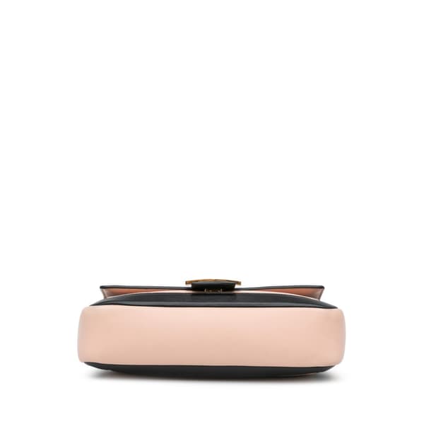 Pre-owned Fendi Bicolor Leather Chain Midi Baguette Pink