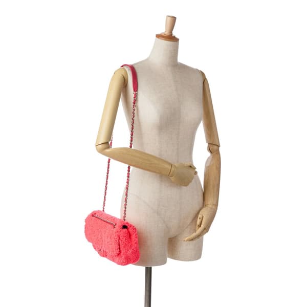 Pre-owned Chanel Medium Quilted Terry Cloth Coco Beach Flap Pink