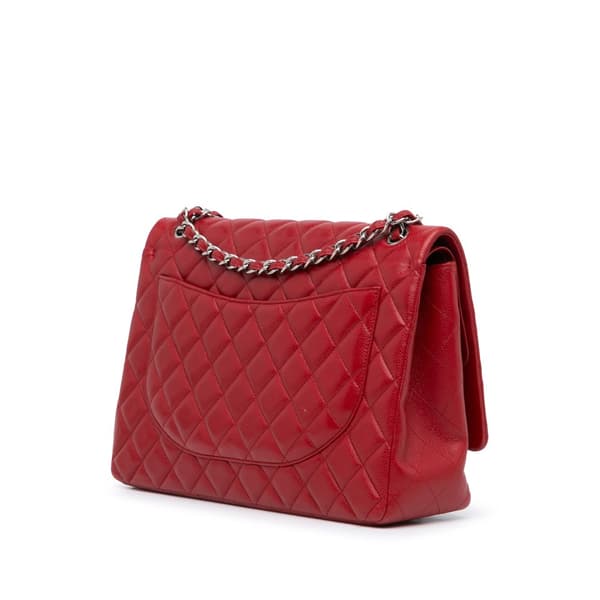 Pre-owned Chanel Maxi Classic Caviar Double Flap Red