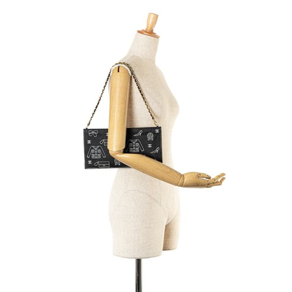 Pre-owned Chanel Canvas Symbols Chain Pochette Blue
