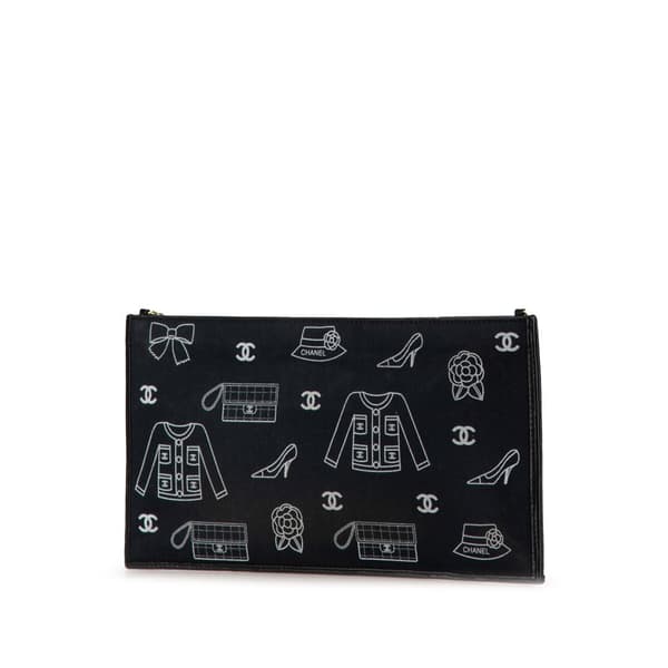 Pre-owned Chanel Canvas Symbols Chain Pochette Blue