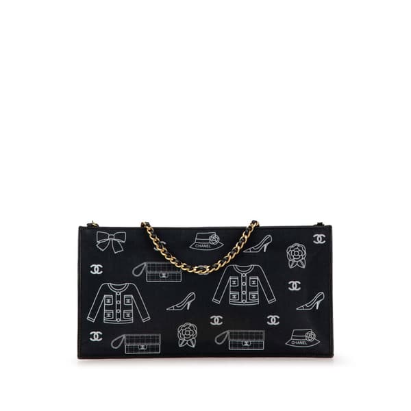 Pre-owned Chanel Canvas Symbols Chain Pochette Blue