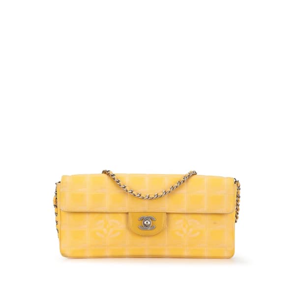 Pre-owned Chanel New Travel Line Nylon East West Flap Yellow