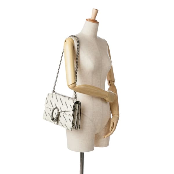 Pre-owned Gucci The Hacker Project Small Leather Dionysus Shoulder Bag White