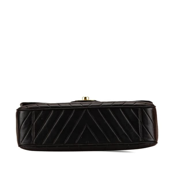 Pre-owned Chanel Maxi XL Chevron Lambskin Single Flap Brown