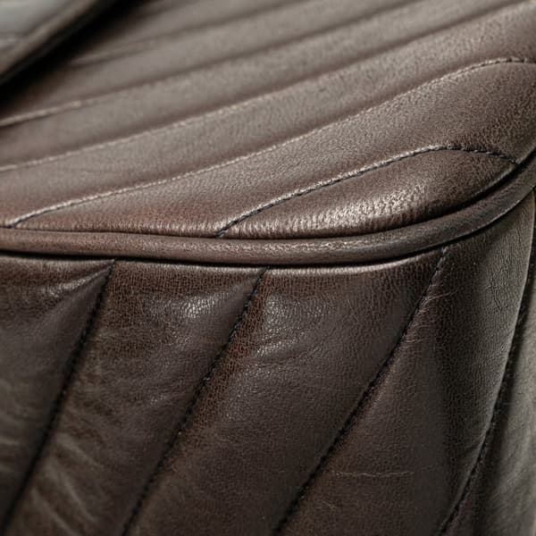 Pre-owned Chanel Maxi XL Chevron Lambskin Single Flap Brown