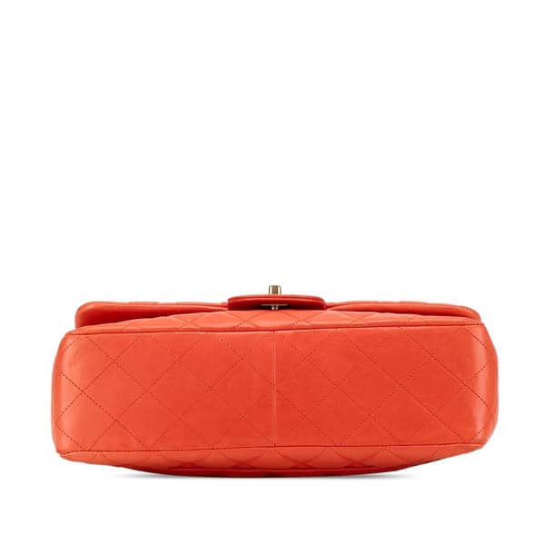 Pre-owned Chanel Jumbo Classic Lambskin Single Flap Orange