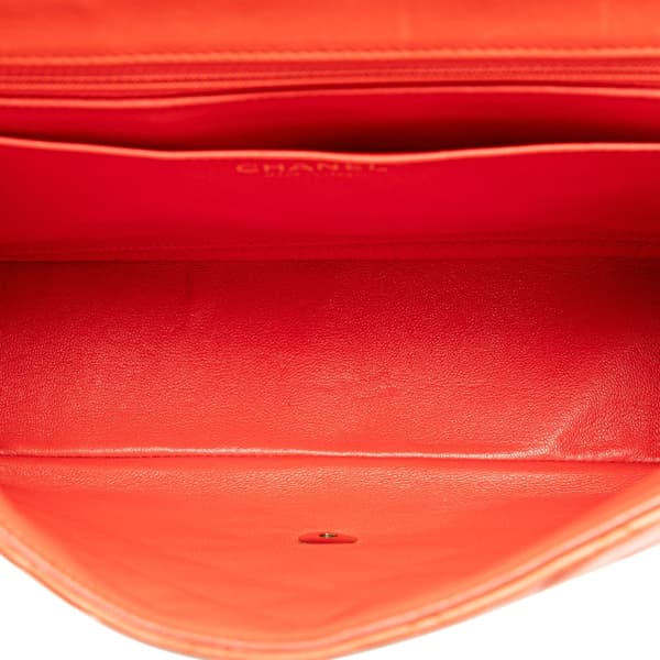 Pre-owned Chanel Jumbo Classic Lambskin Single Flap Orange